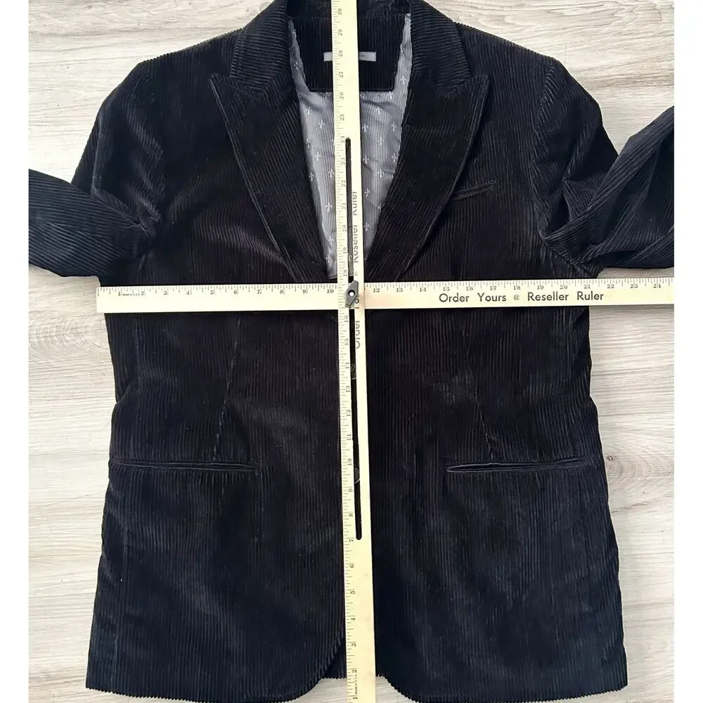 John Varvatos Black Corduroy SPORT COAT- 2-Button Dual Vent Jacket Blazer 52/42